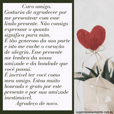 agradecimento de presentes