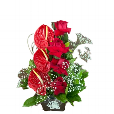 Arranjos de antúrios com rosas