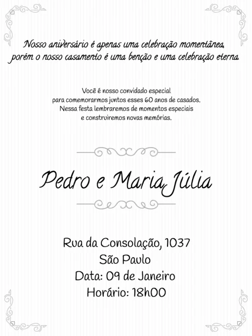 bodas de 60 anos de casamento