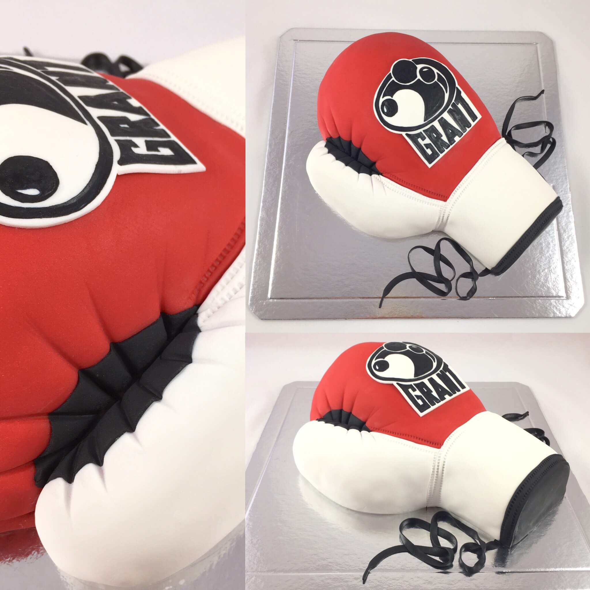 bolo de boxe com luvas