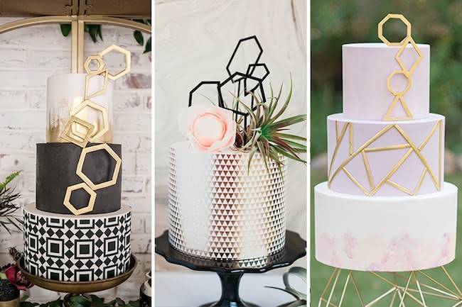 Inspirações de Bolos Geométricos para Casamentos Modernos