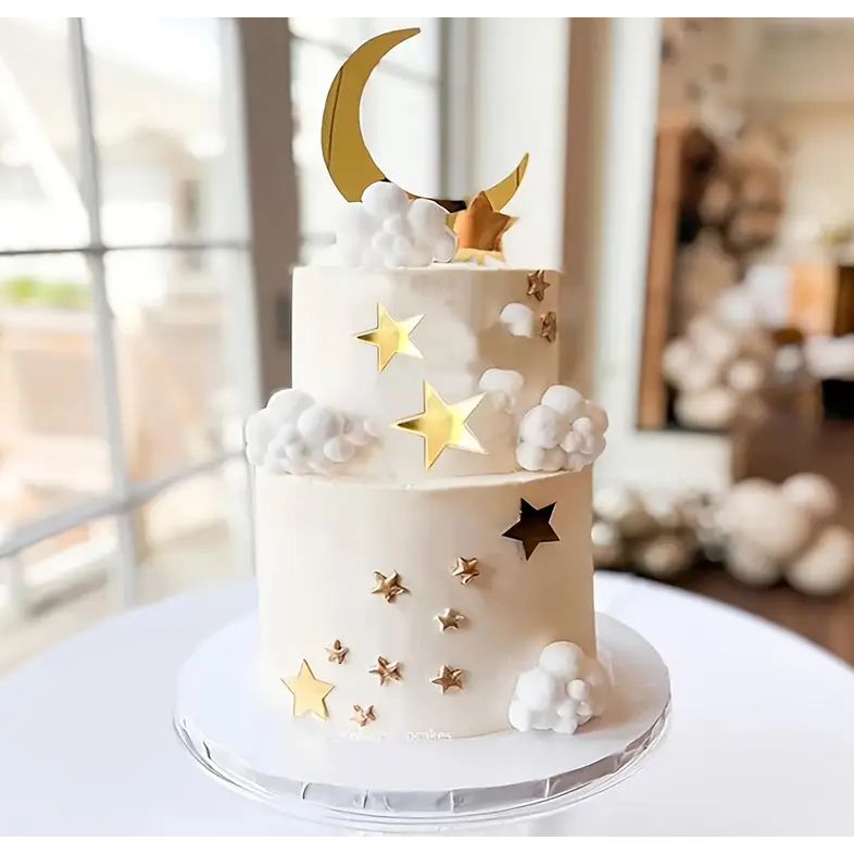 bolo decorado lua e estrelas