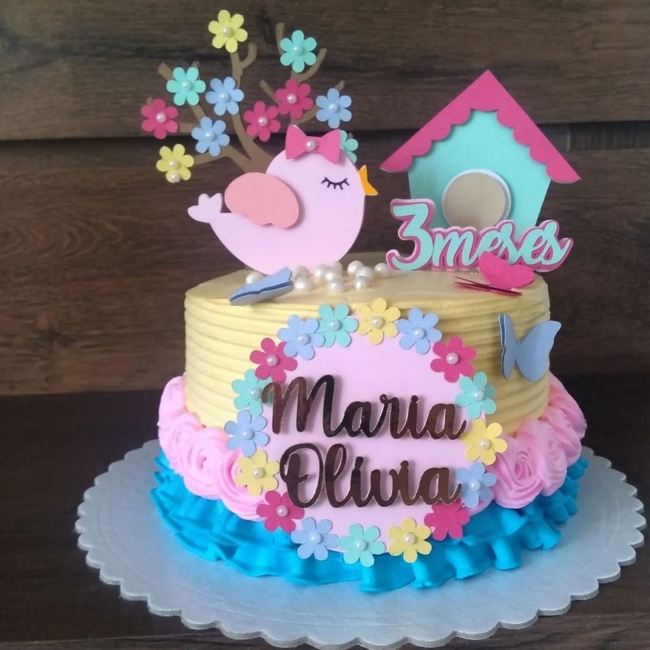 bolo decorado pássaros casamento