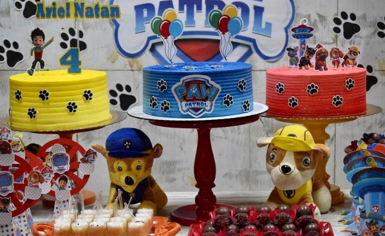 topo de bolo patinhas