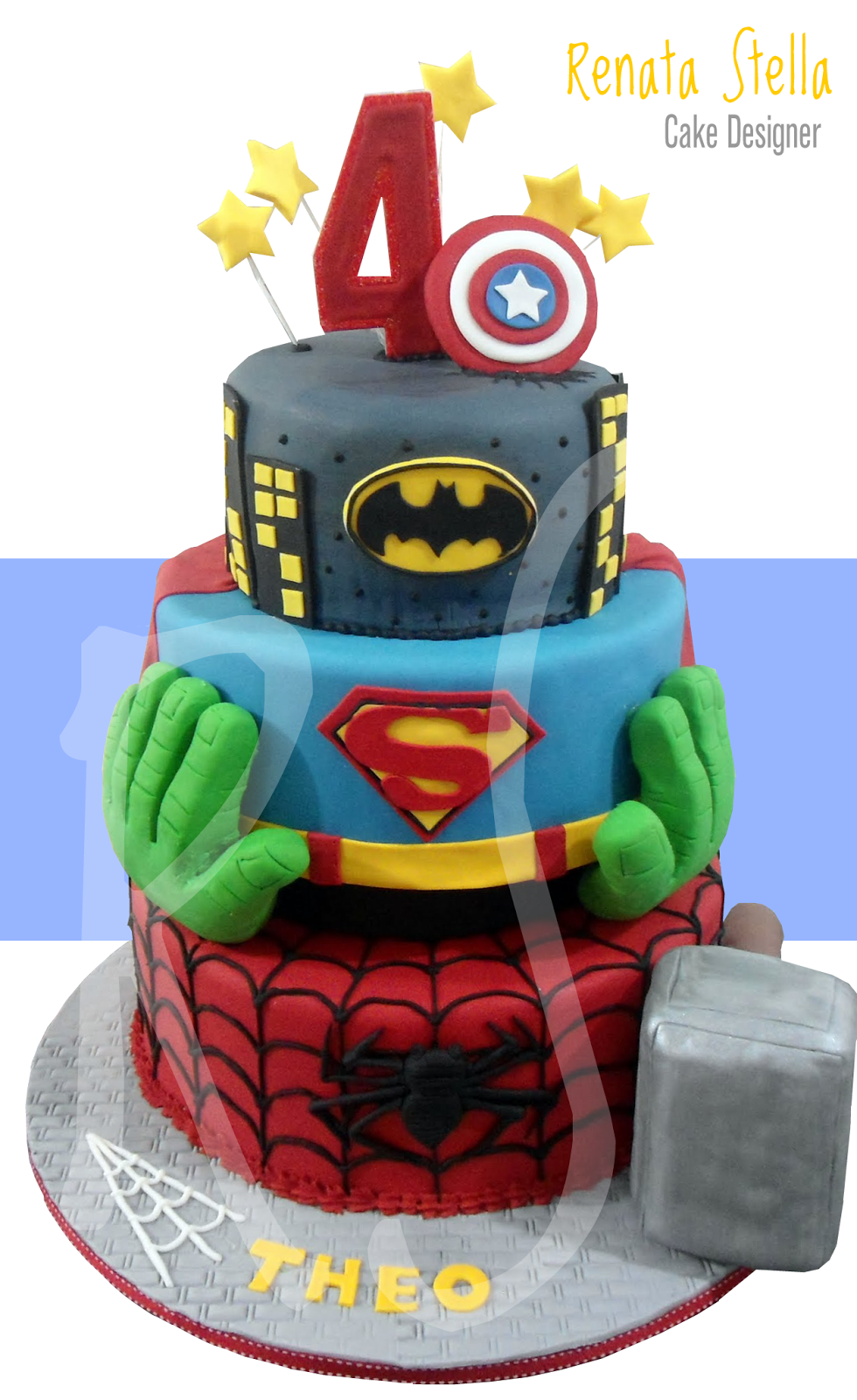 topo de bolo super herois personalizado