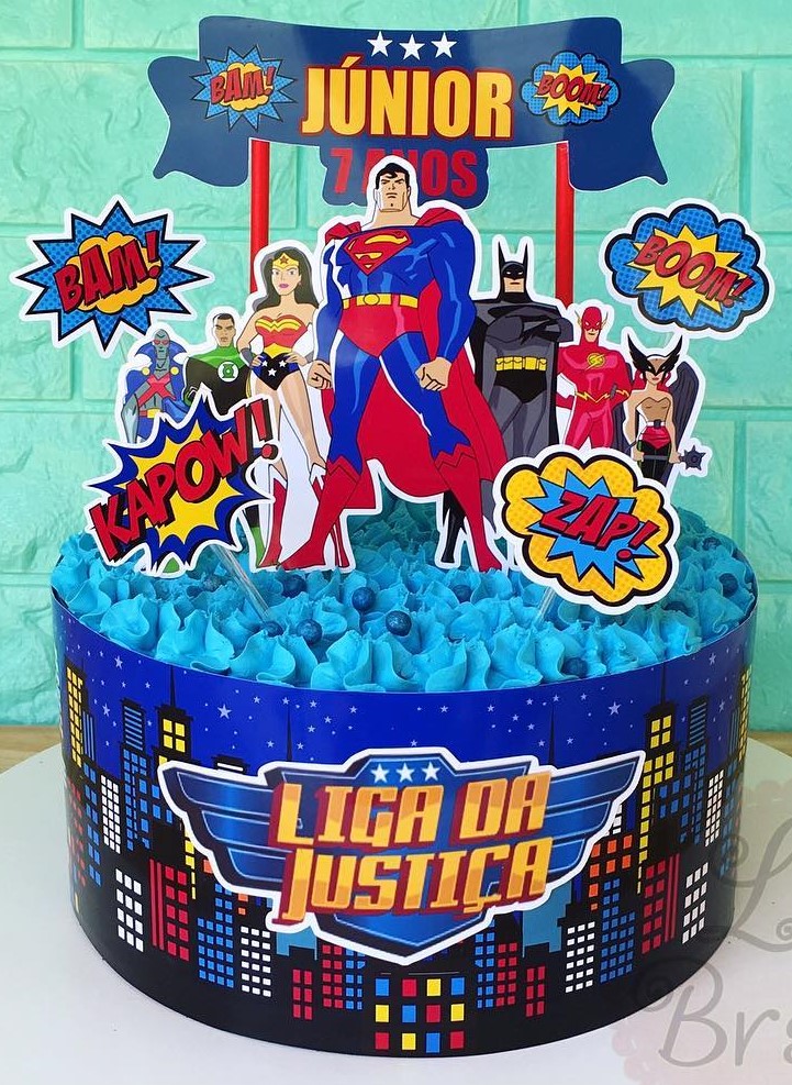 topo de bolo super herois digital