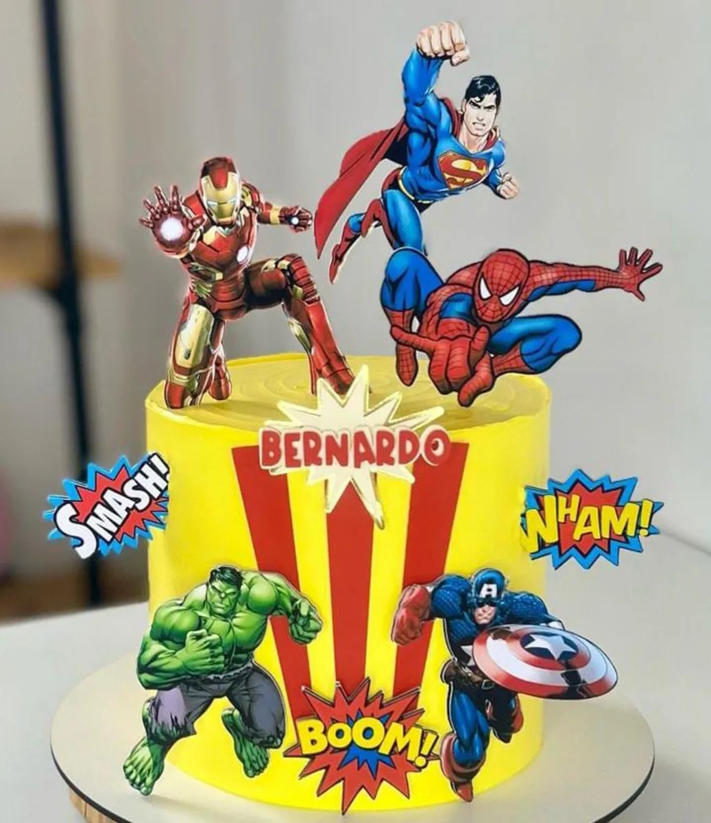 bolo decorado super herois infantil