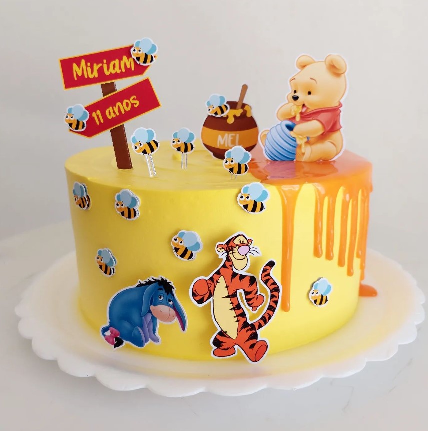 DIY: Topo de bolo Ursinho Pooh personalizado em casa