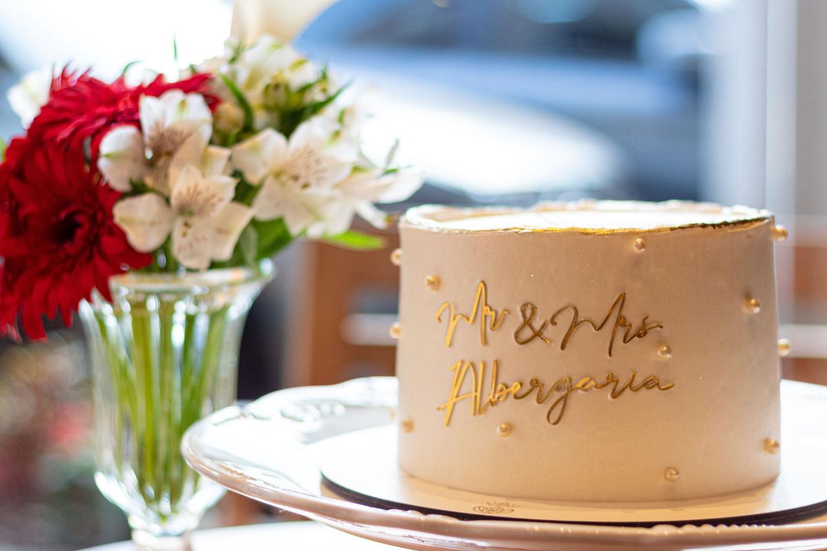 decoração de bolo para casamento civil
