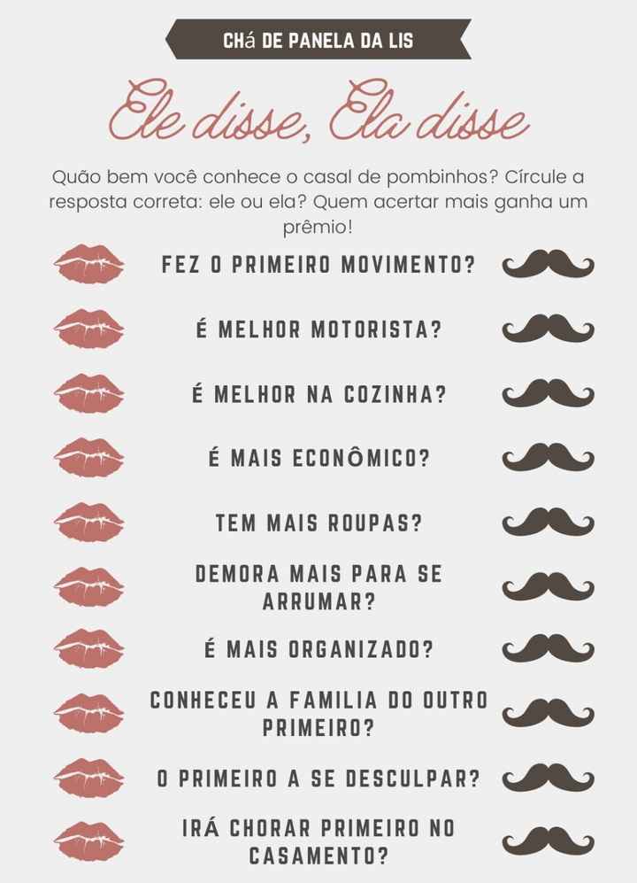 ideias criativas de brincadeiras para chá de panela inspiradoras