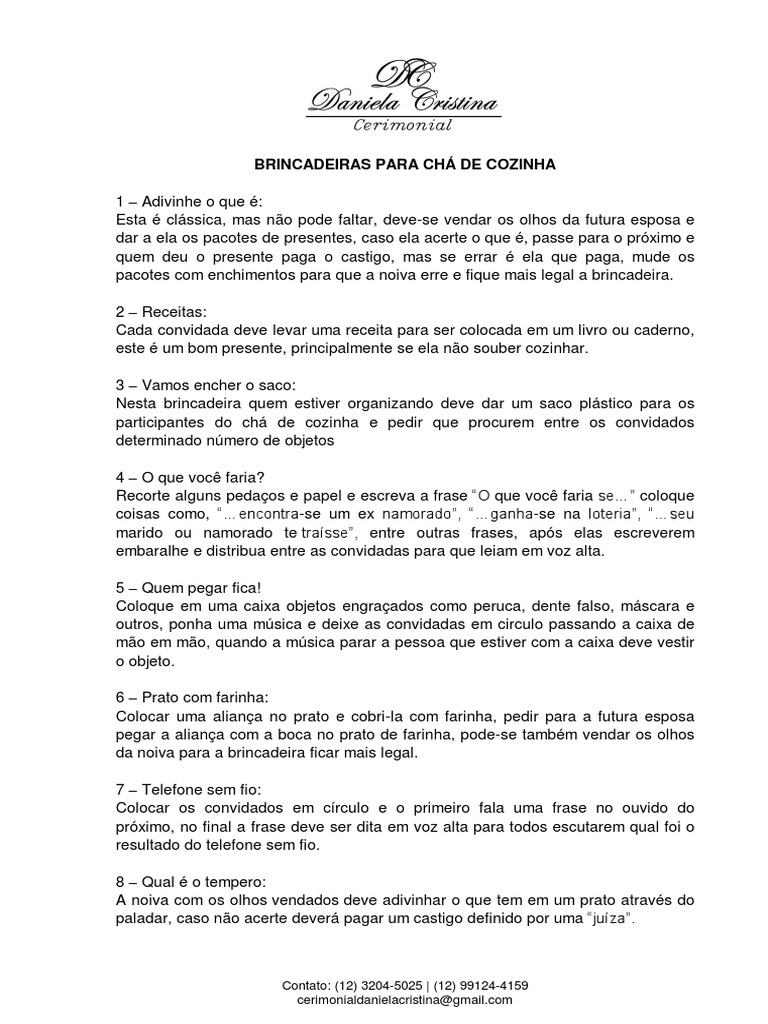 quanto custa organizar brincadeiras divertidas para chá de panela