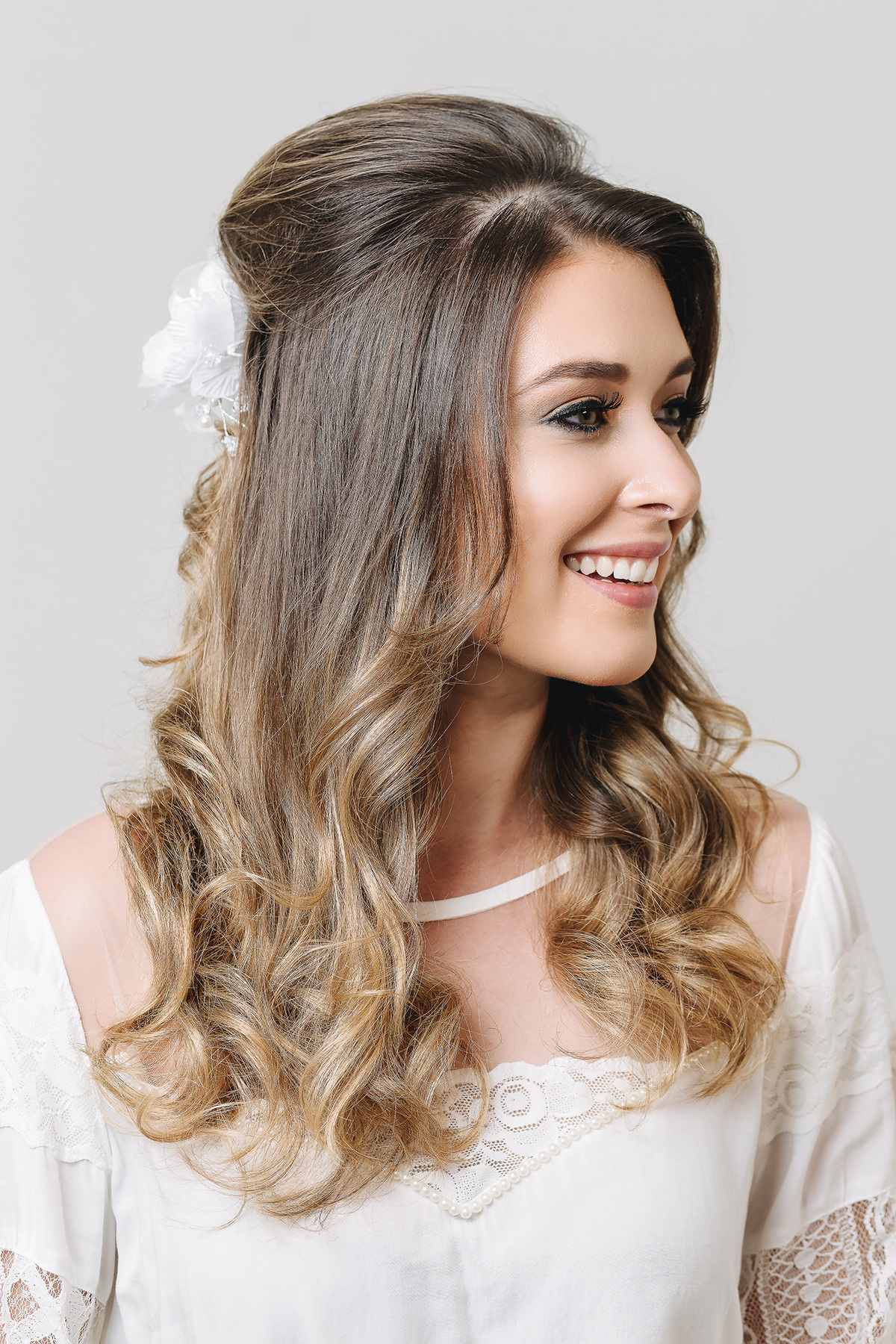 cabelo semi-preso para noiva