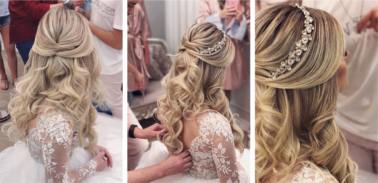 Estilo boho chic para noivas: cabelo solto com acessórios orgânicos
