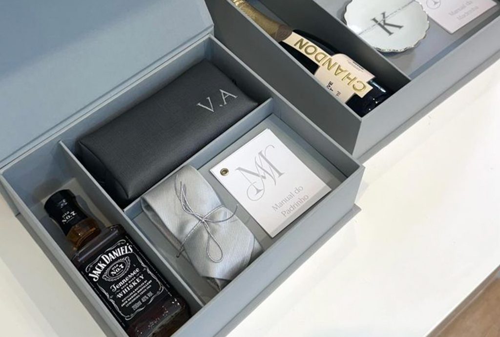 ideias criativas para caixa de padrinhos de casamento