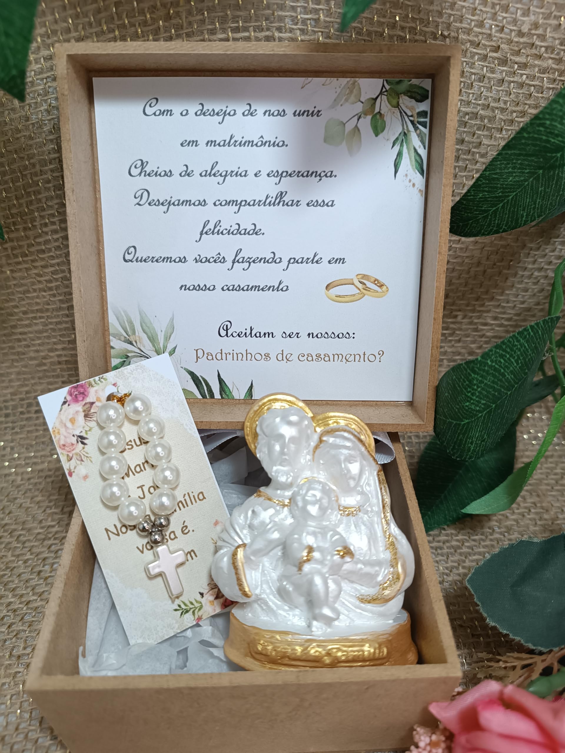 Caixa padrinhos casamento rústica