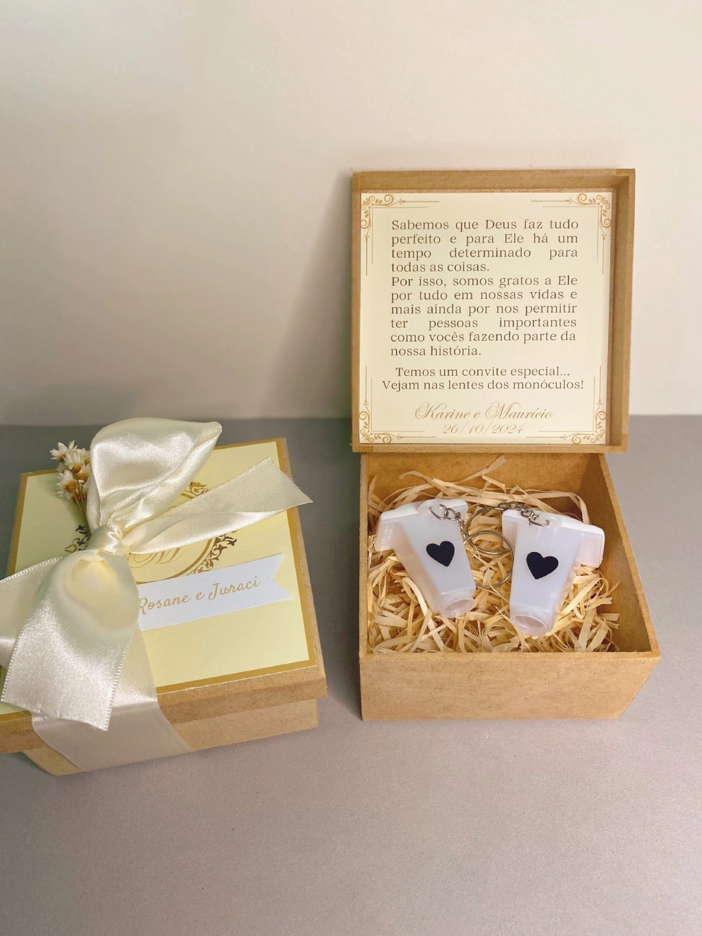 Caixa padrinhos casamento MDF