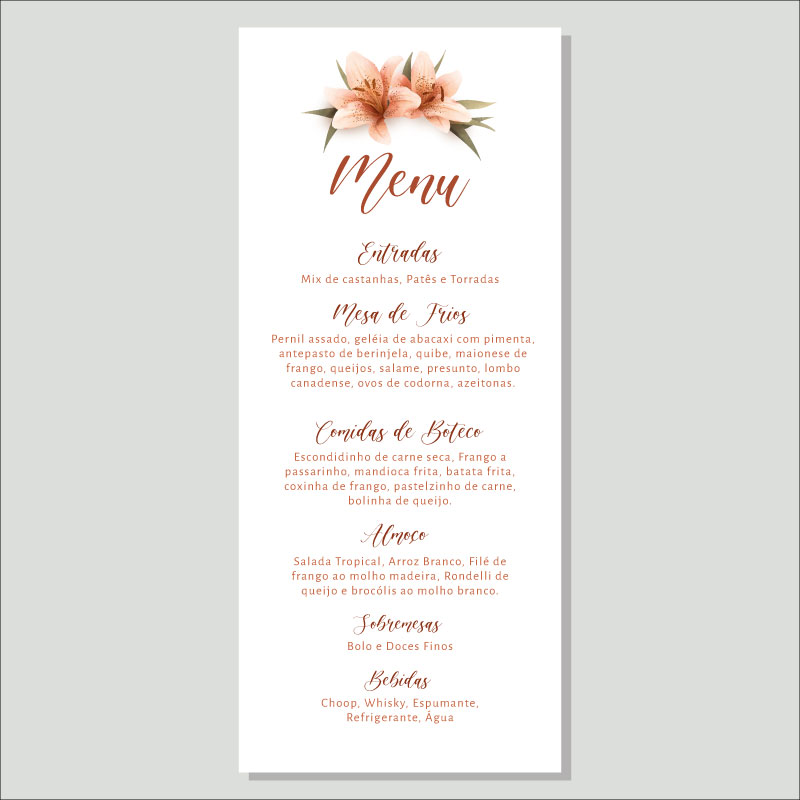 cardápio para casamento