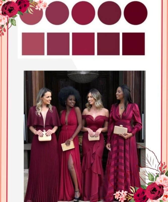 vestido madrinha marsala