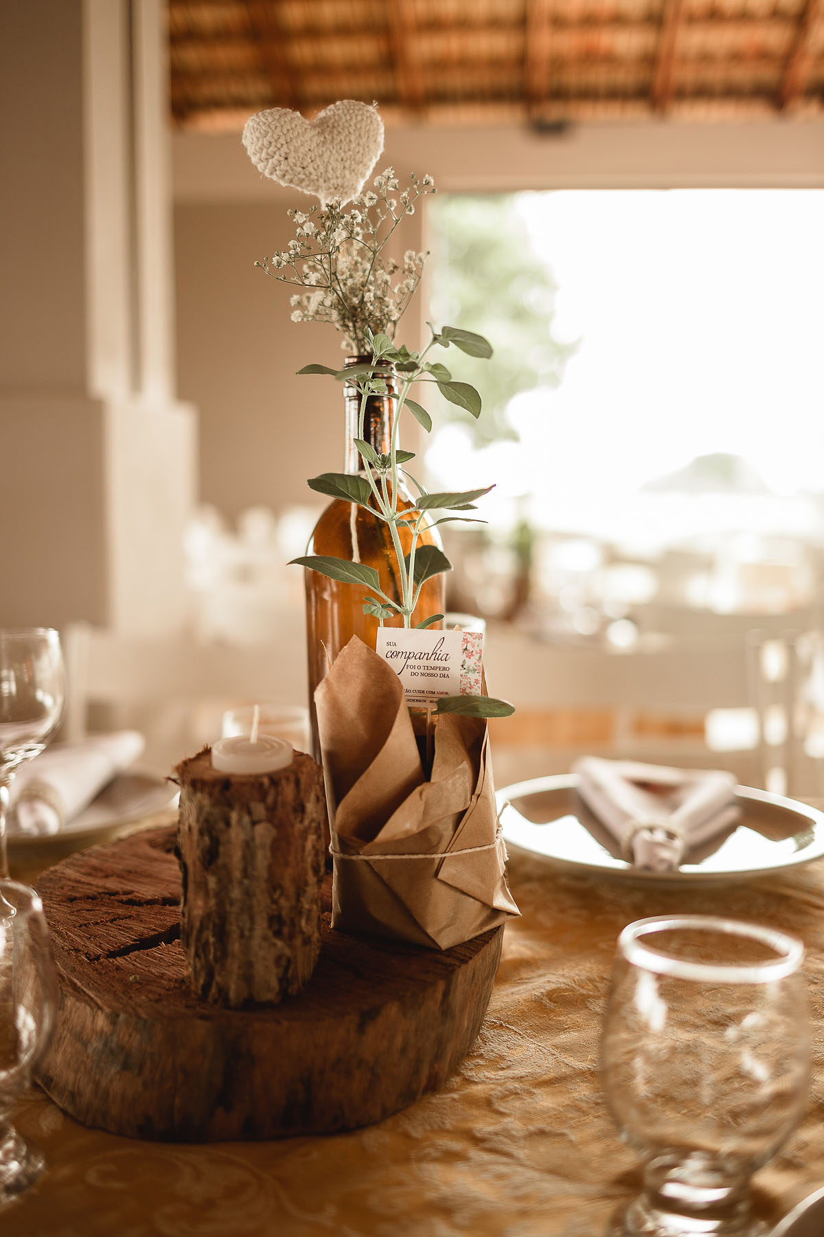 centro de mesa casamento rústico simples