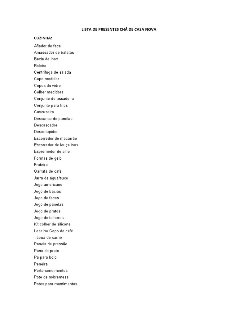 lista de presentes chá de casa nova vs lista de casamento