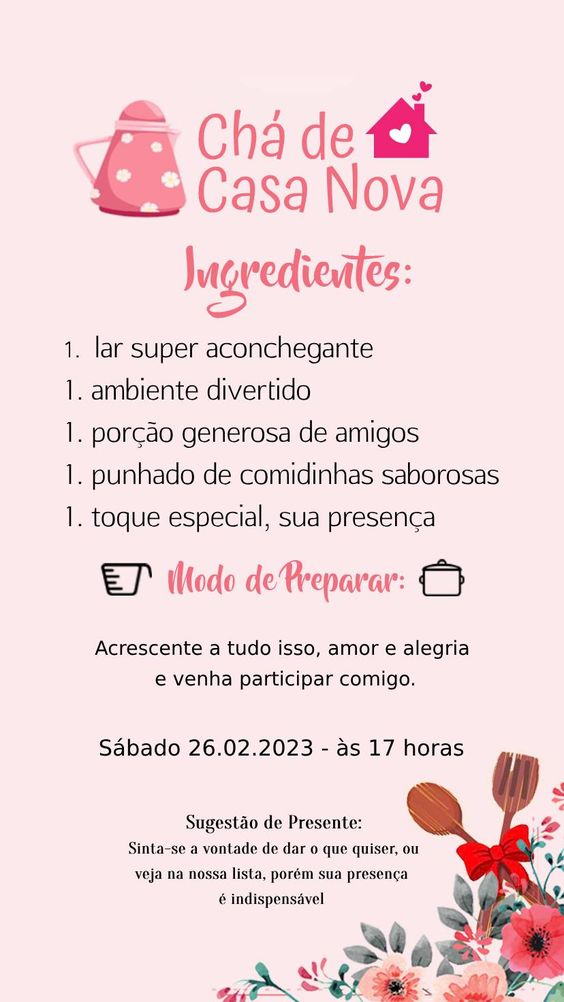 convite para chá de casa nova online