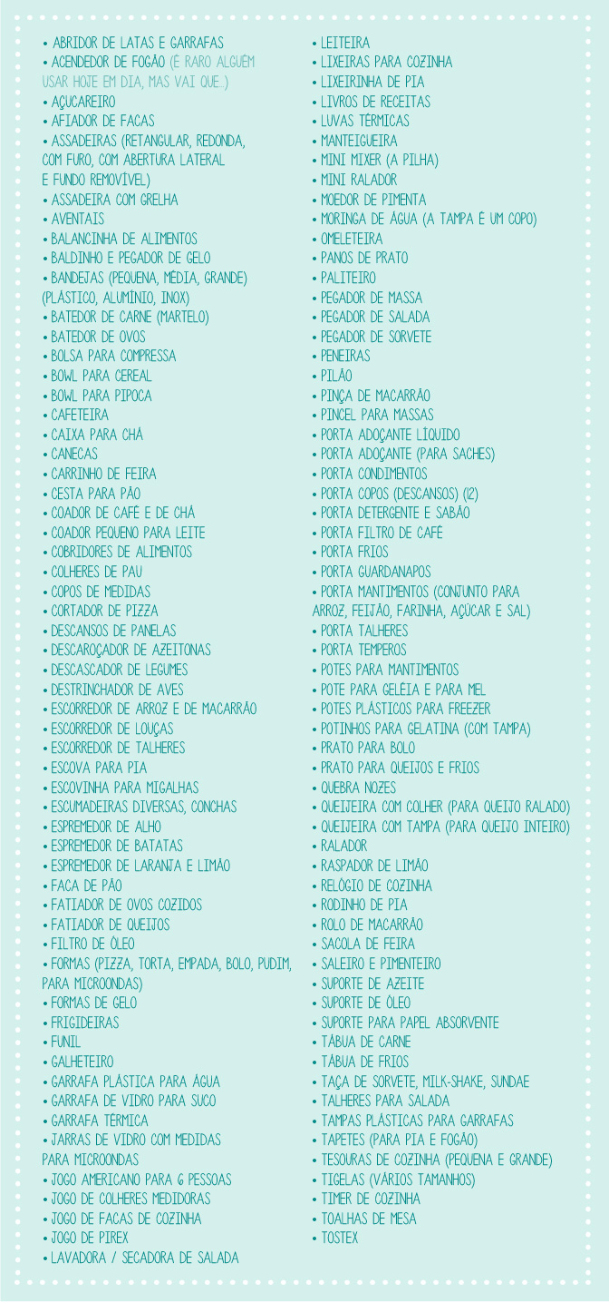 chá de casanova lista