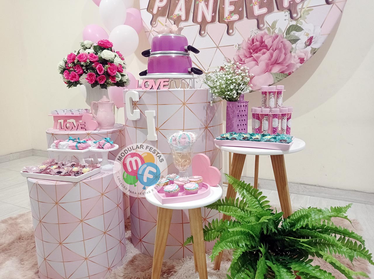 decoração chá de panela cores