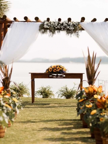 Casamento ao ar livre chácara