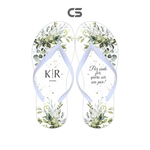chinelo de borracha personalizado casamento
