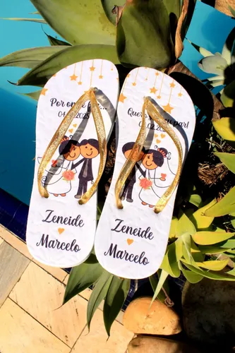 chinelo com nome dos noivos casamento