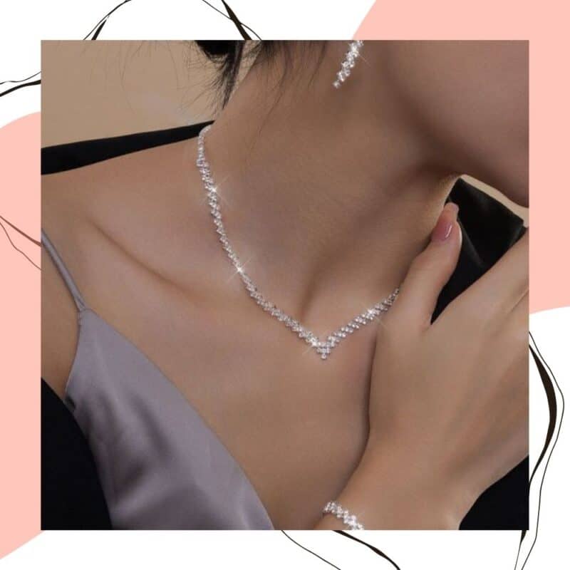 colar prata 925 noiva decote v