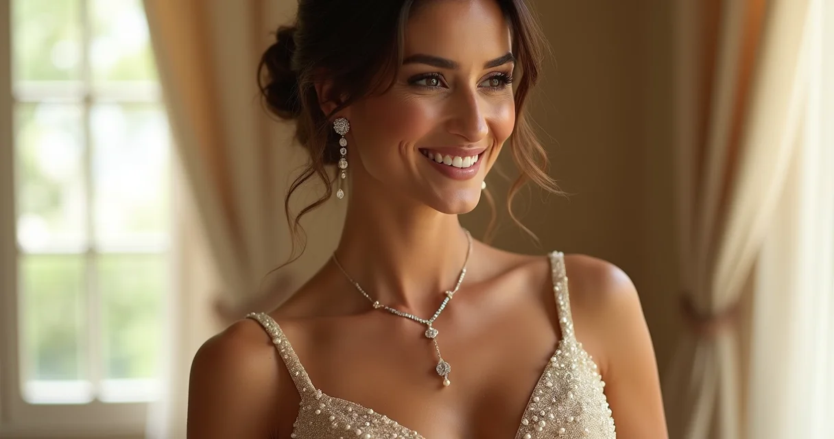 como combinar joias com vestido noiva dourado