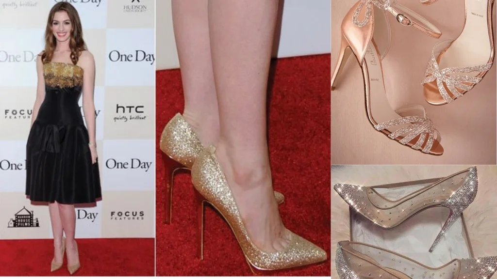 como combinar sapatos com vestido de noiva dourado