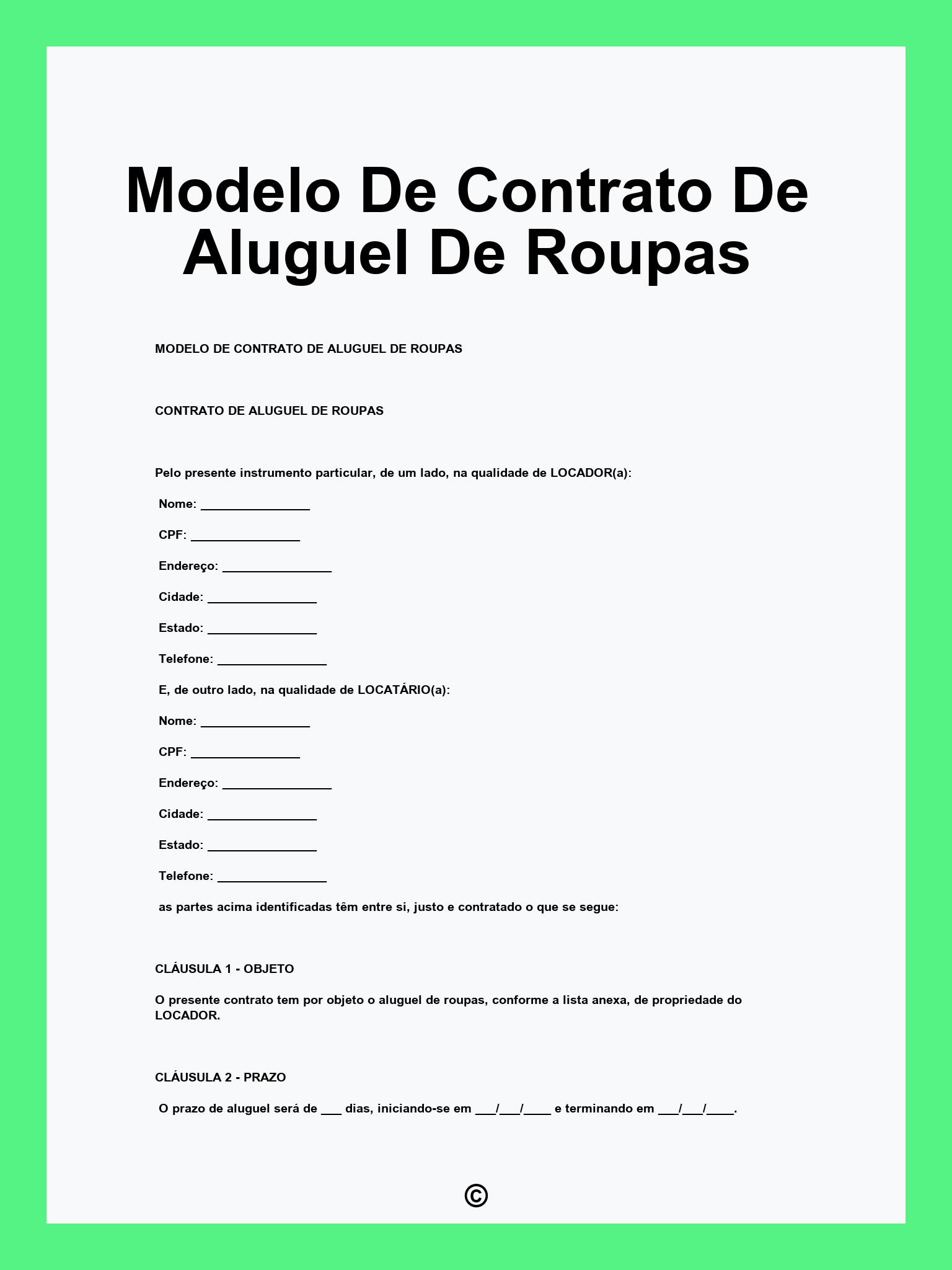 cláusulas contrato aluguel vestido noiva