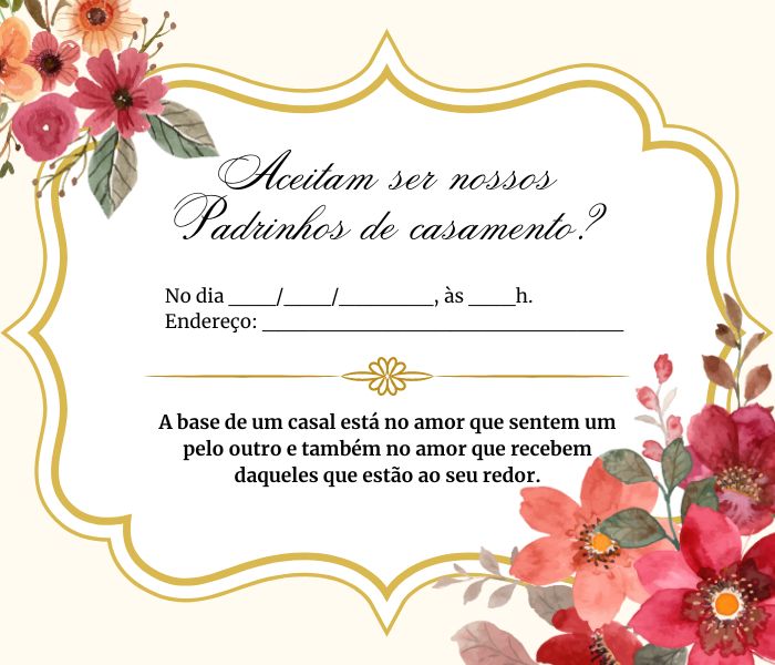 convite de casamento padrinho