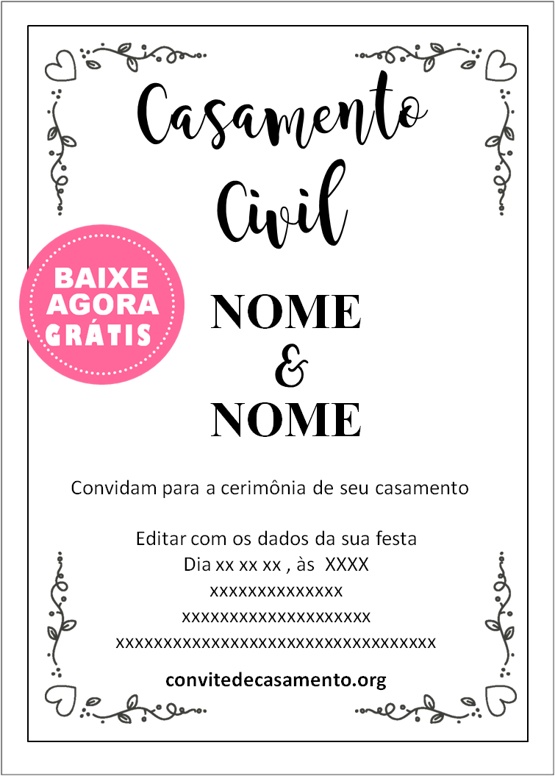 convite de casamento para editar