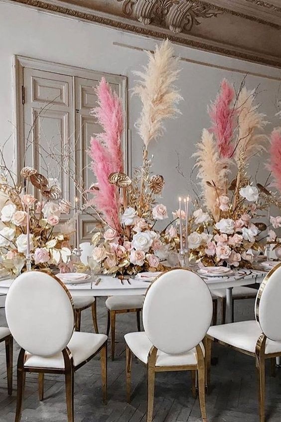 decoracao com capim dos pampas