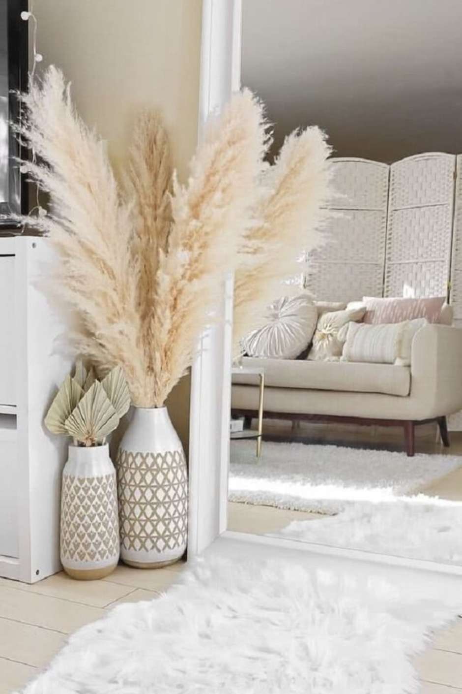 decoracao com capim dos pampas