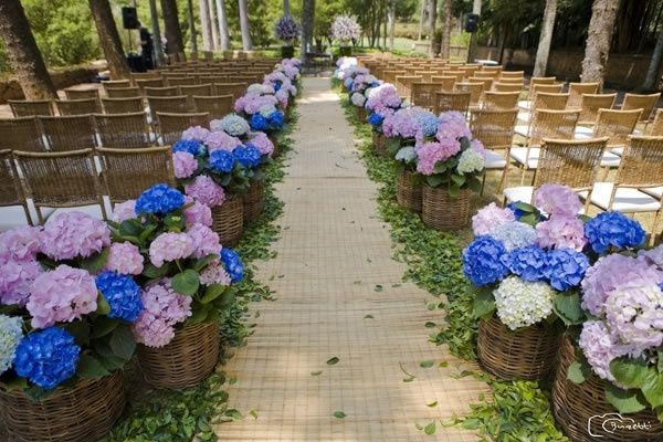 decoracao com hortensias azuis