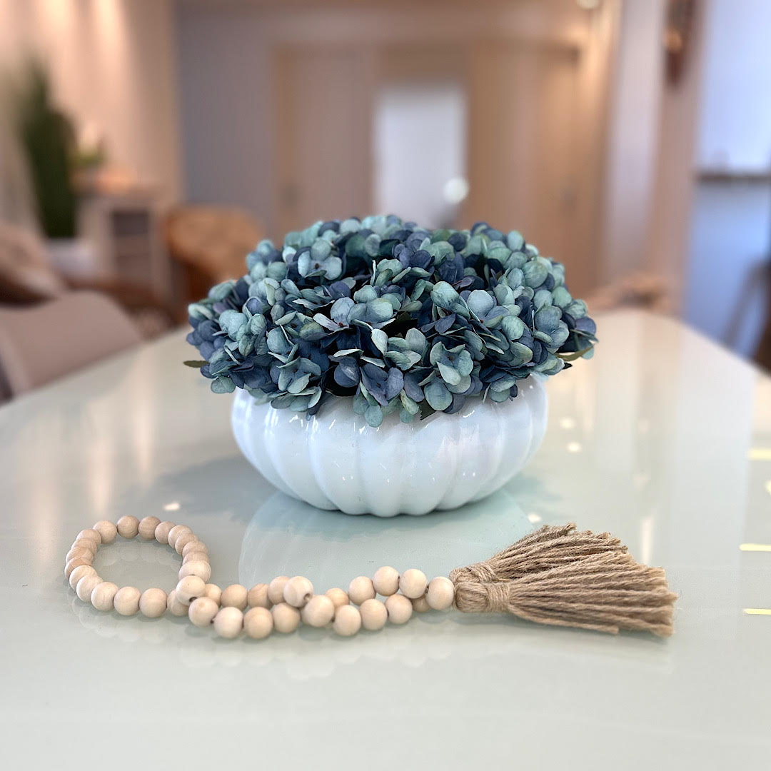 decoracao com hortensias boho