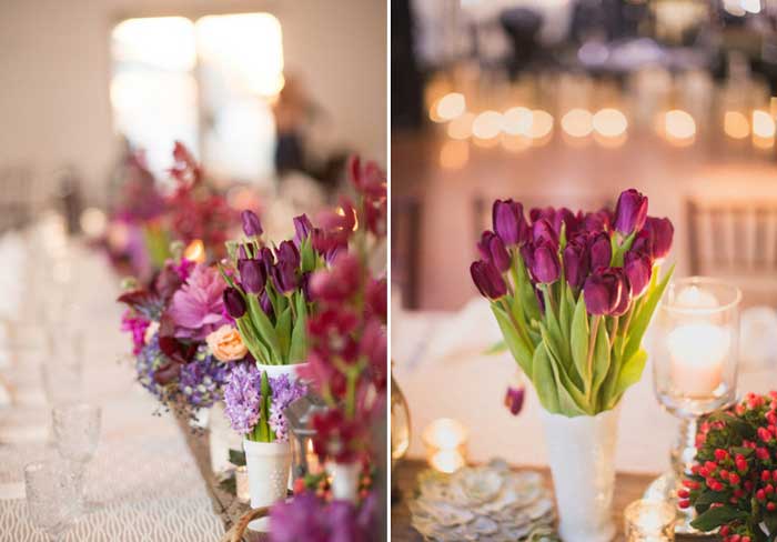 decoração de inverno com tulipas