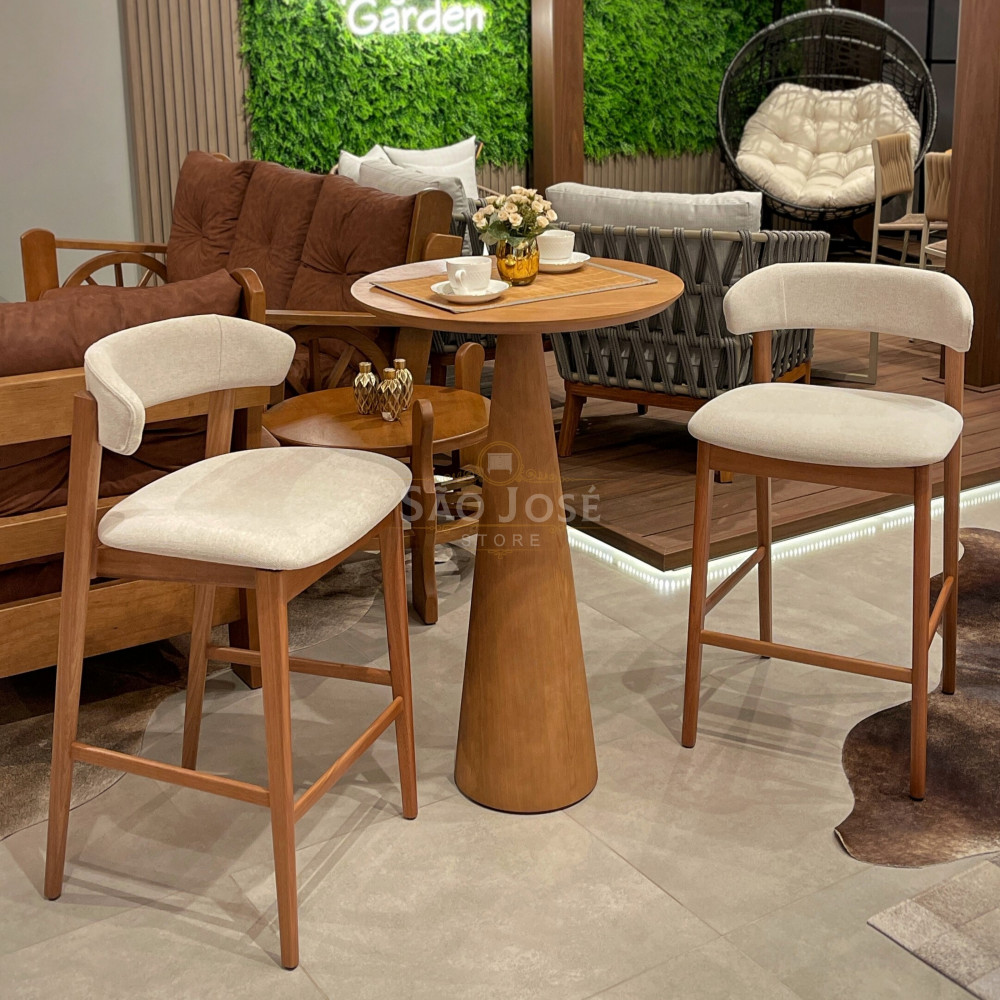 Combinação de mesa bistrô e puff