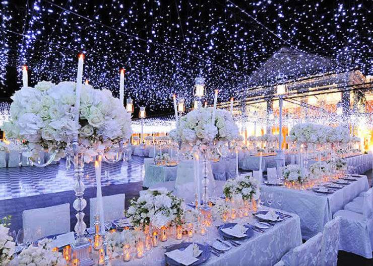 decoração de casamento azul claro