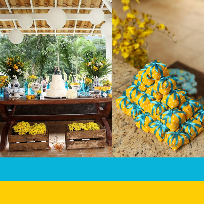 decoração de casamento azul para campo