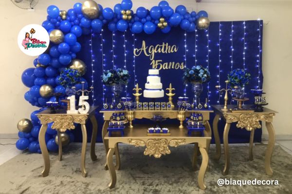 decoração de festa 15 azul