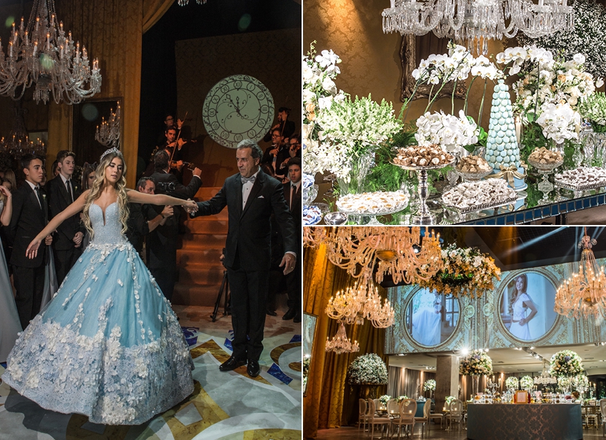 decoração festa 15 anos azul tiffany simples