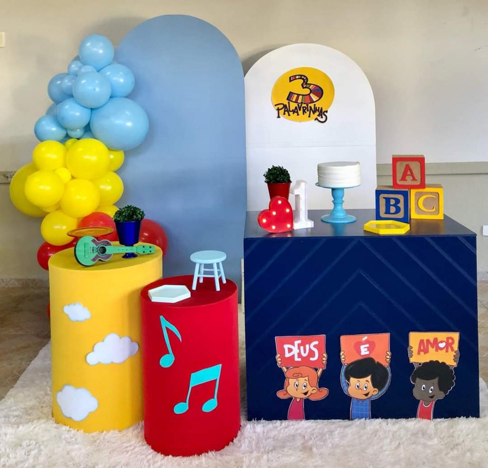 decoracao de festa 3 palavrinhas