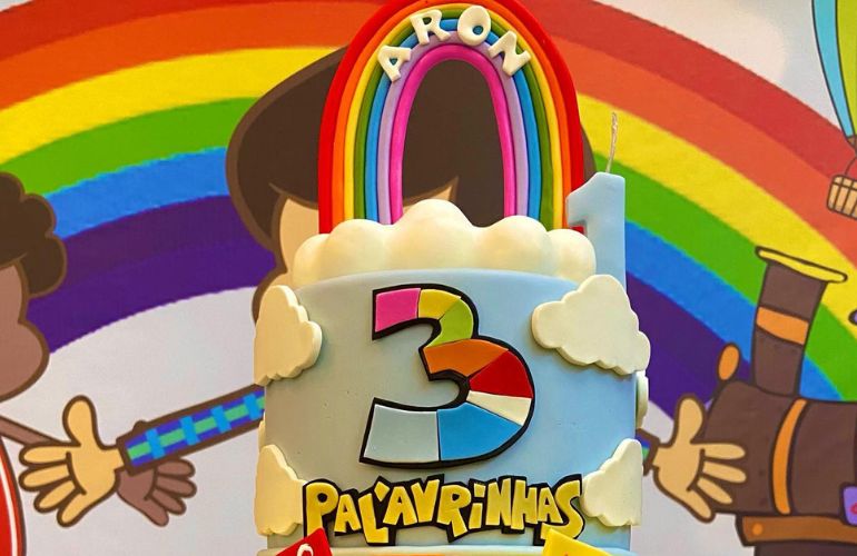 decoração de festa 3 palavrinhas simples