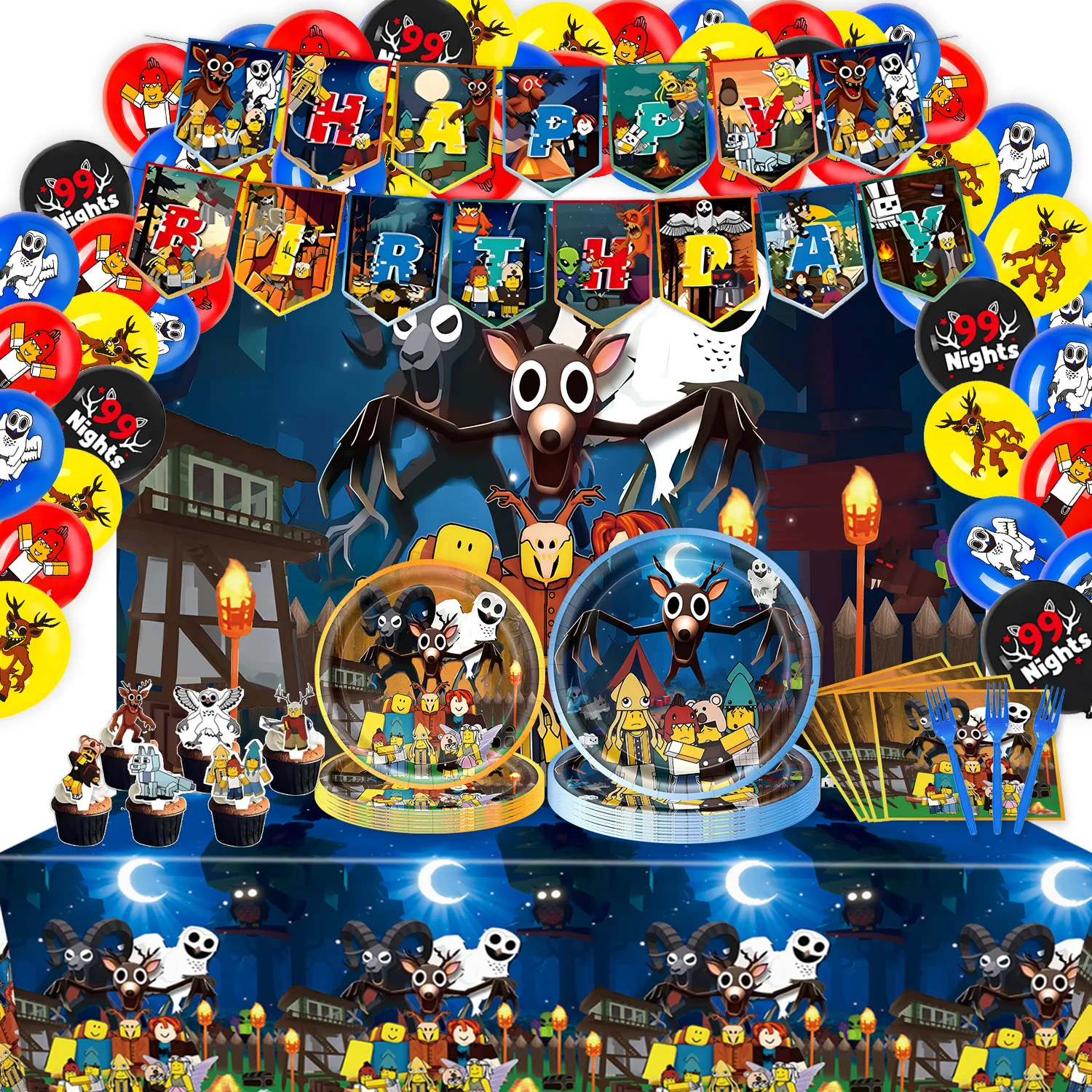 DIY: Lembrancinhas e Topos de Bolo Temáticos 99 Noites na Floresta (Roblox)