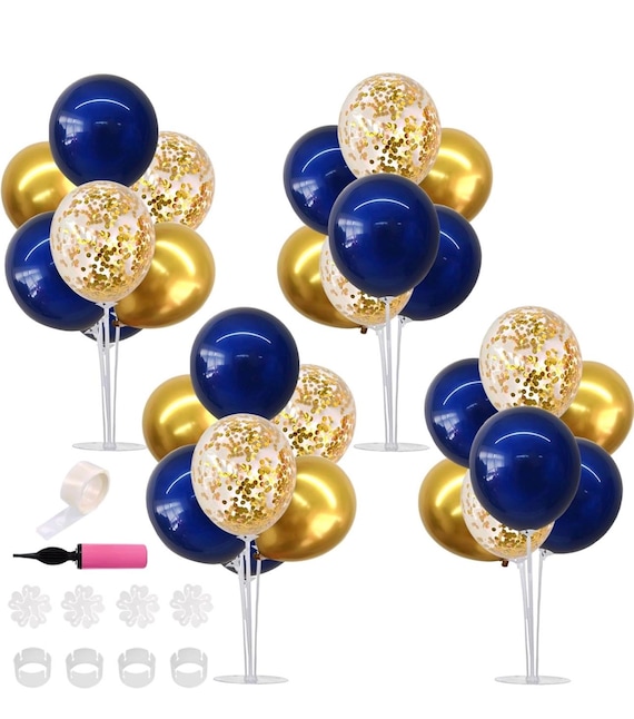 decoração de festa azul e dourado